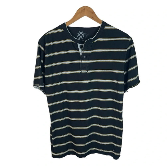 TS417 Mens Modern Culture Casual Striped Henley Style Shirt XL - Picture 1 of 4